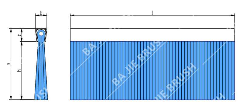 Polypropylene Strip Brush Technical Drawing Polypropylene strip brush dimensions and technical drawing
