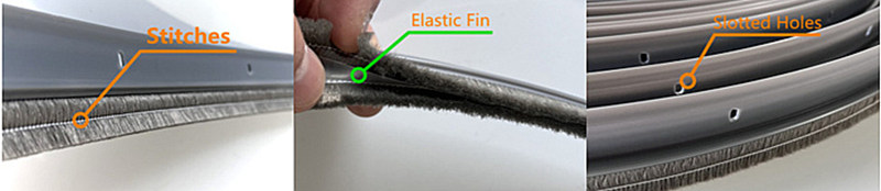 Rotary heat exchanger seal brush elastic fin and slotted holes