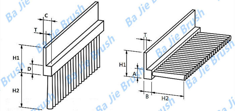 Flexible brush seal F and H profile dimensions