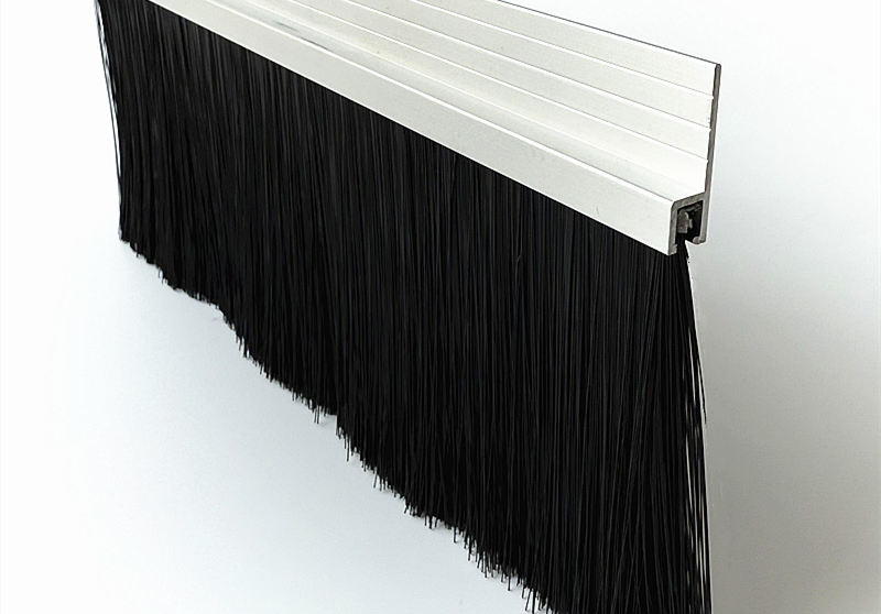 H aluminium profile strip brush seal with black bristles