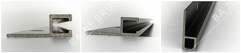 H-shaped aluminium profile for strip brush mounting