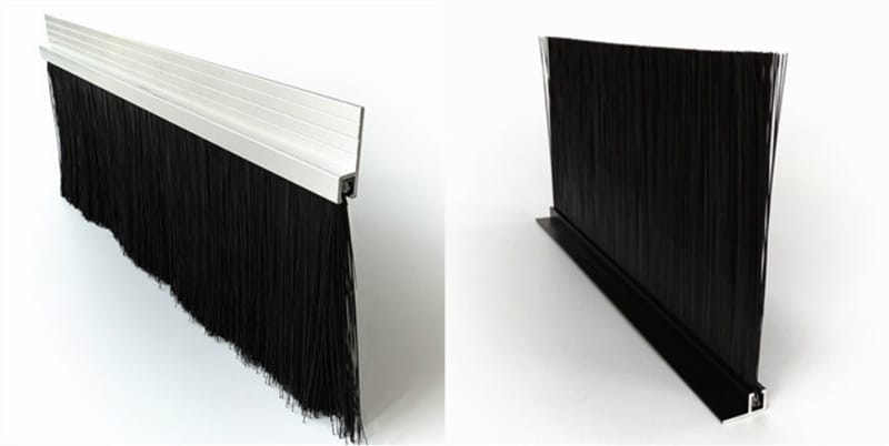 Industrial dust seal brushes mounted in different aluminum holder profiles