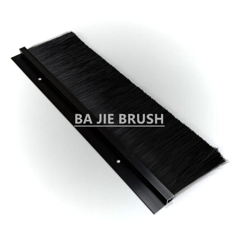Black anodised aluminum profile door seal strip brush with dense black filaments