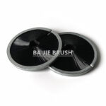 Inside disk brush with inward-facing black bristles