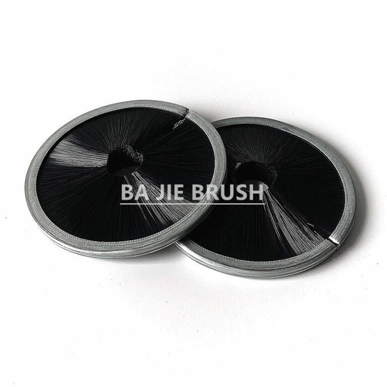 Inside disk brush with inward-facing black bristles