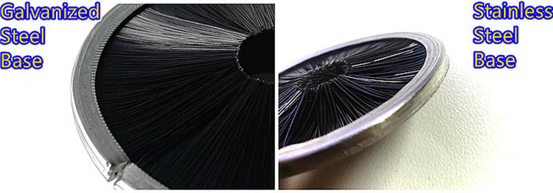 Inside disk brush with galvanized steel and stainless steel backing