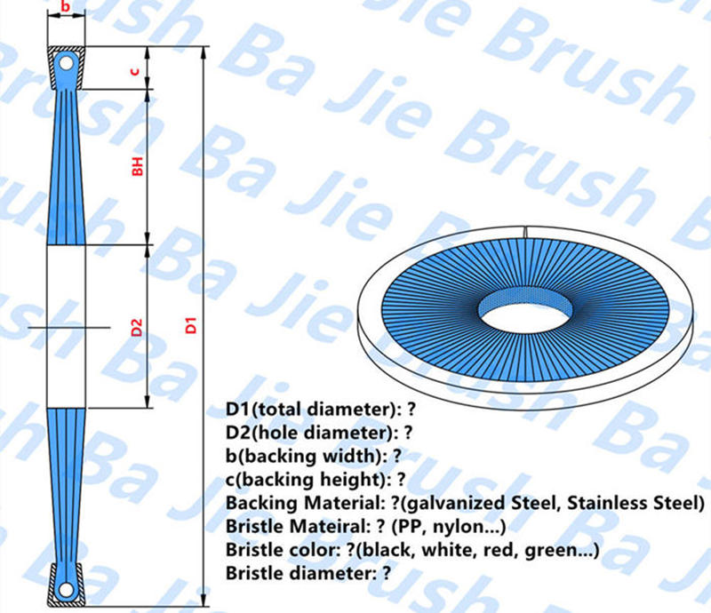 Inside disk brush dimensions and customizable specifications