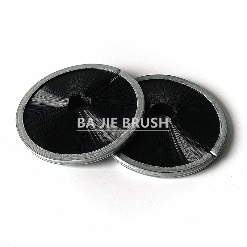 Inside disk brush with inward-facing black bristles