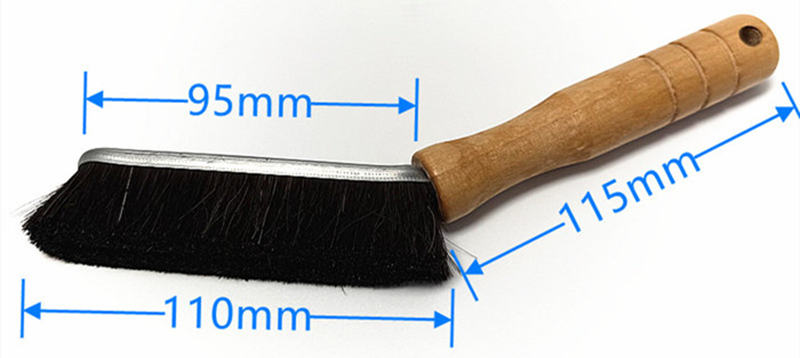 Pipe dope brush dimensions with horsehair brush head and wooden handle