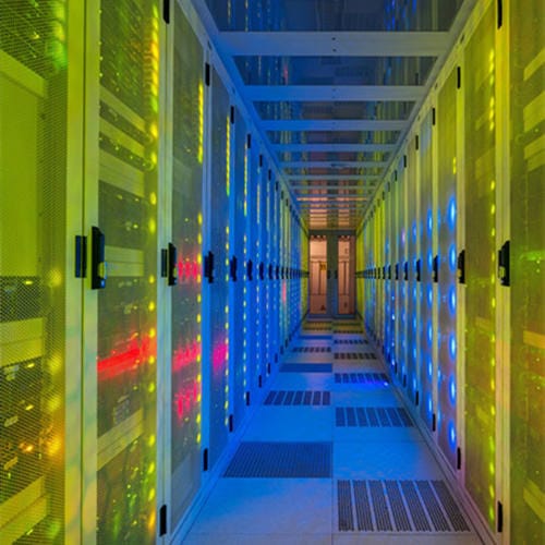 Strip brushes used for cable sealing around server racks in a data center